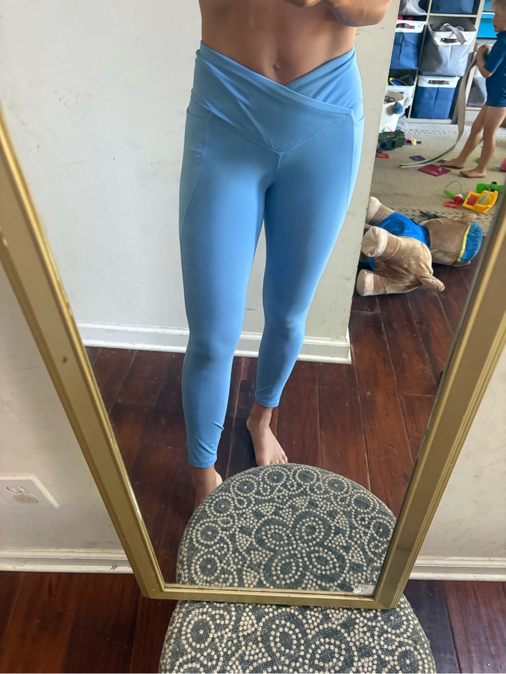 Fabletics Light Blue Crossover-Waist Leggings